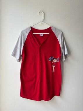 Vintage 90s Betty Boop baseball button up shirt